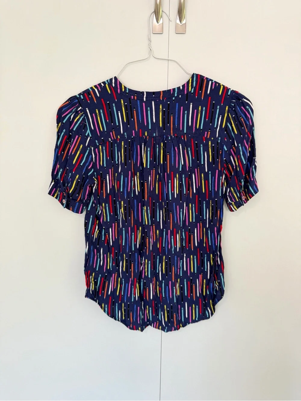 ANTHROPOLOGIE Colloquial 2 of 52 Conversations Blouse Colorful Pencil Crayons - Picture 4 of 9